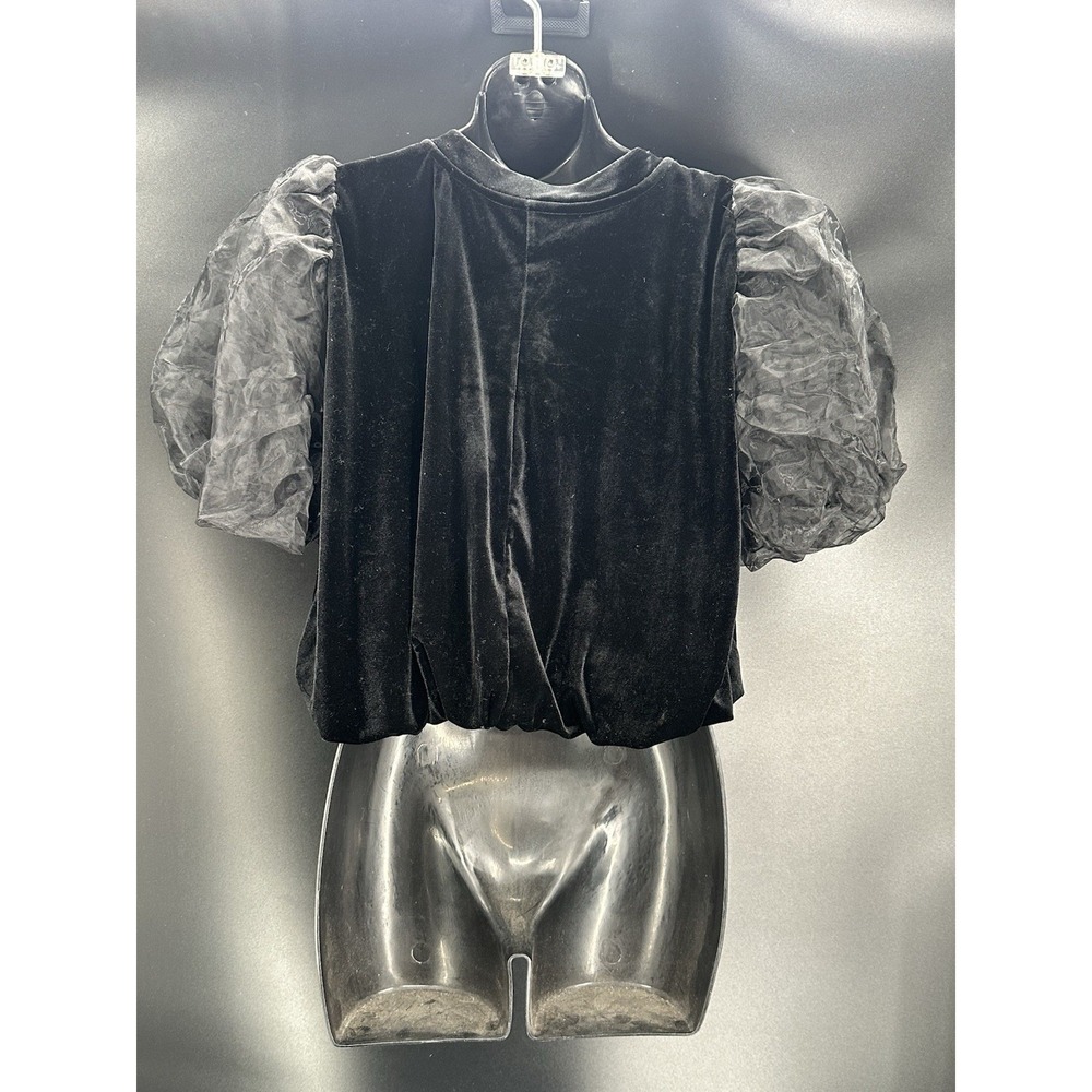 Maeve Puff-Sleeve Top Shirt Black Women's Size Small Dressy Casual Blouse